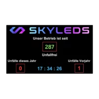 Skyleds LED Anzeige für unfallfreie Tage im Betrieb mit digitaler Unfallstatistik